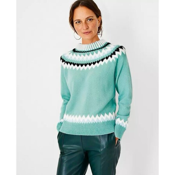 Ann Taylor Fair Isle Mock Neck Sweater - Picture 1 of 8